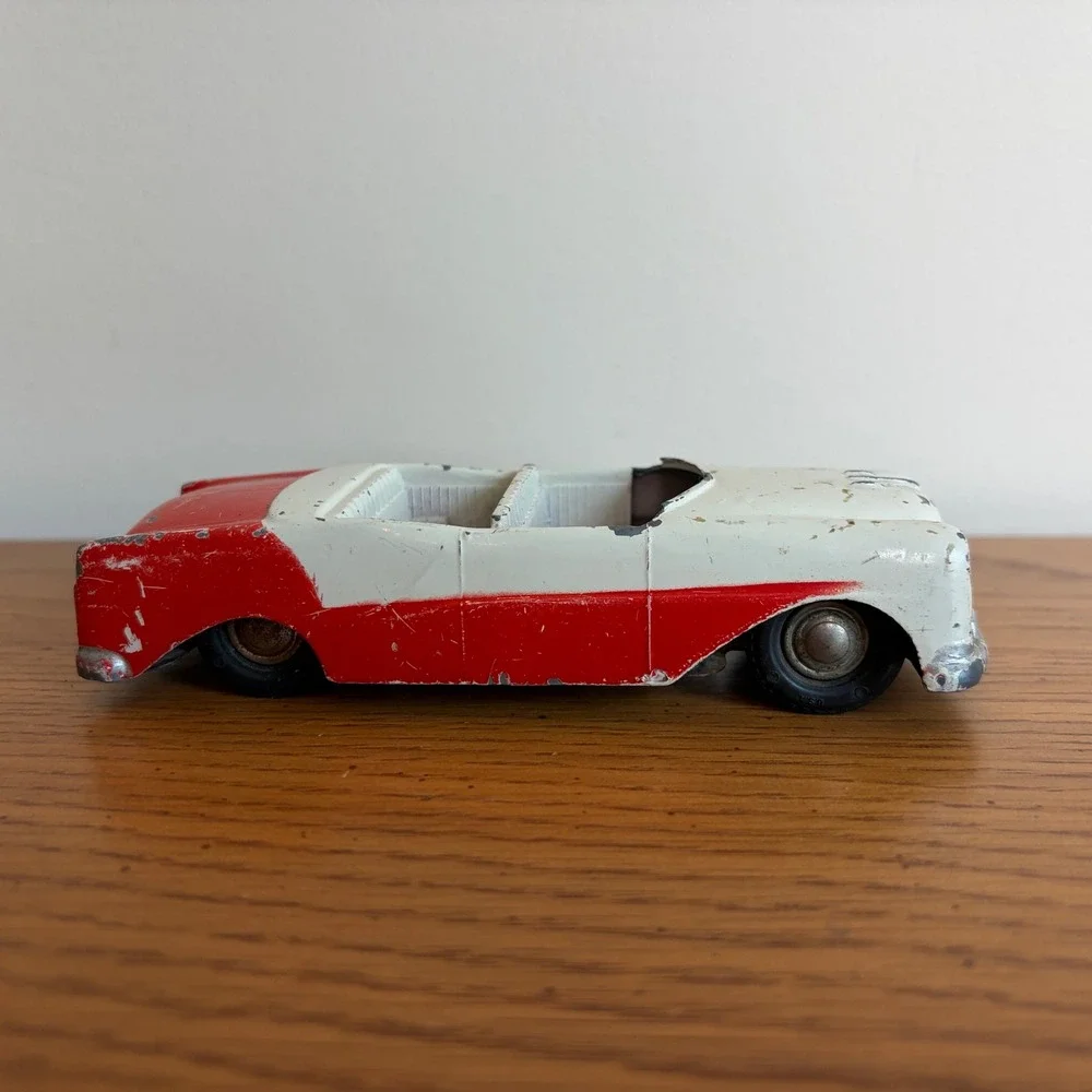 Vintage Renwal USA Diecast Metal Convertible Toy Car Red White 1950s Style